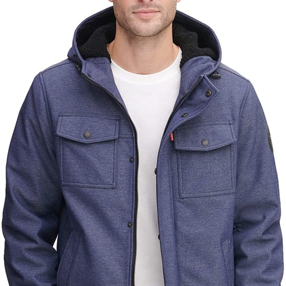 men's two pocket hooded trucker jacket